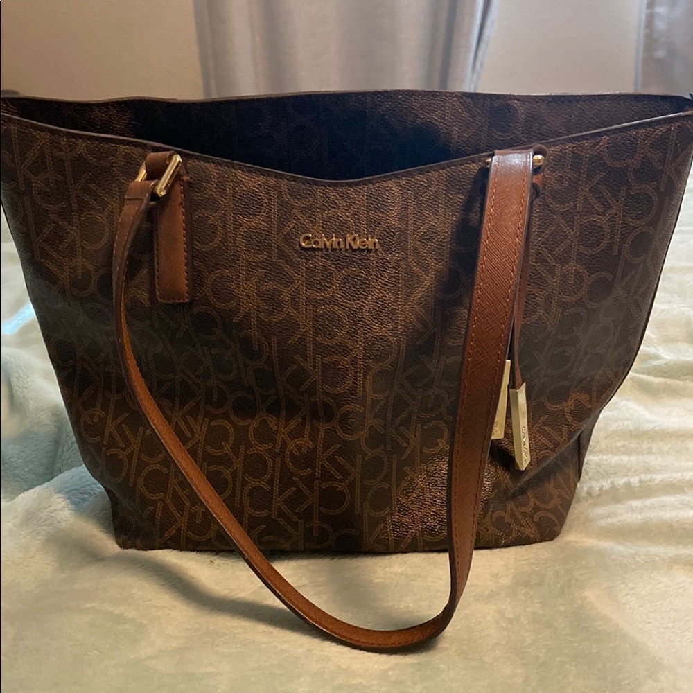 Calvin Klein Brown Monogram Tote Bag